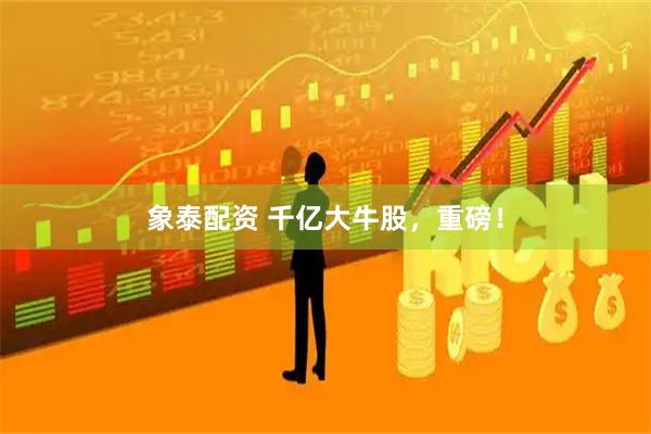 象泰配资 千亿大牛股，重磅！